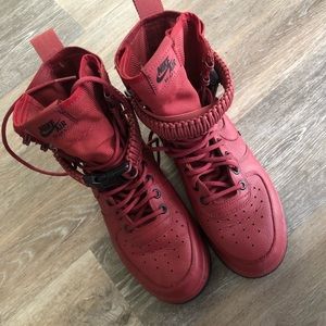 Red Nike Air Force 1 High Tops Womens